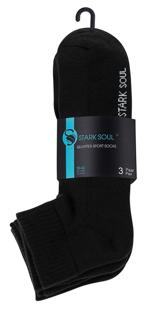 3 páry čtvrtkových sportovních ponožek S, Soul 2100, černé