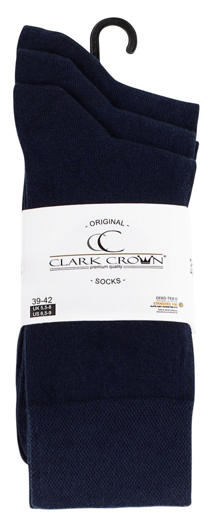 3 pari premium poslovnih moških nogavic C,Crown, temno modre 2138