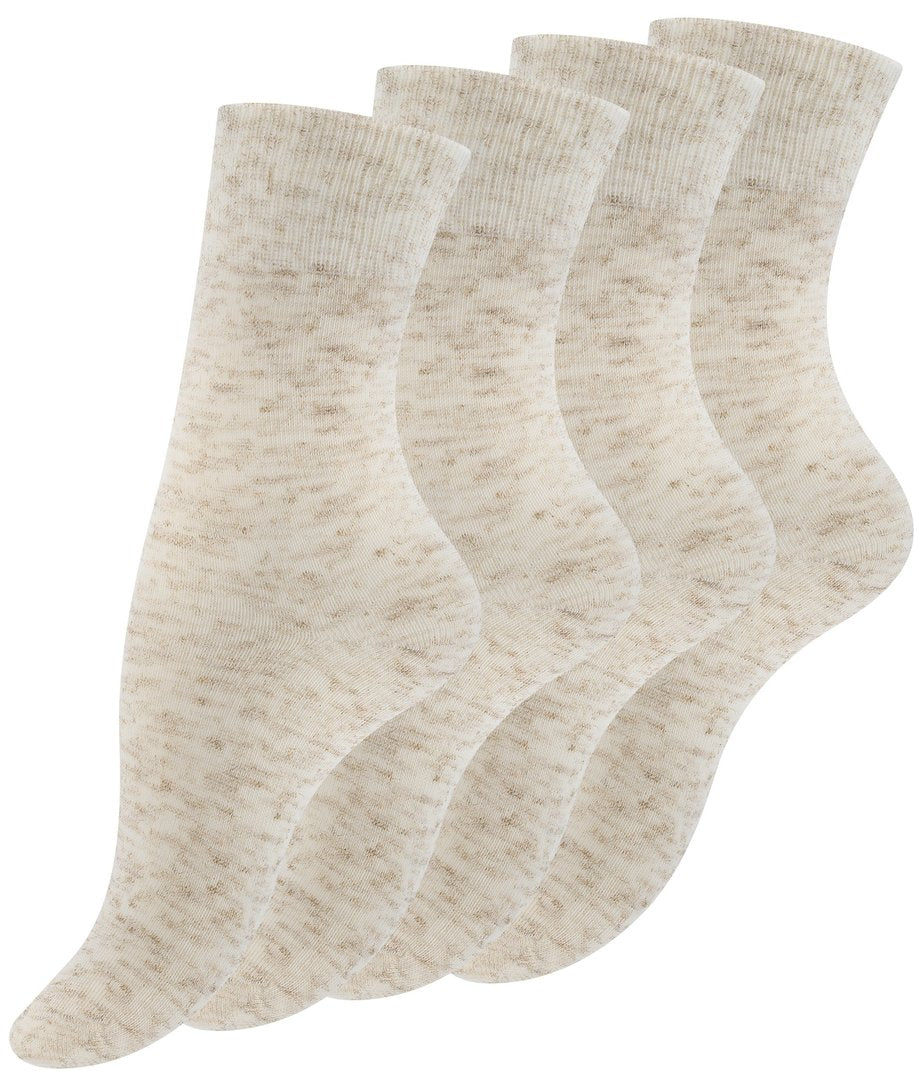 3 pari nogavic z mešanico BOMBAŽ-LAN, natur 4015