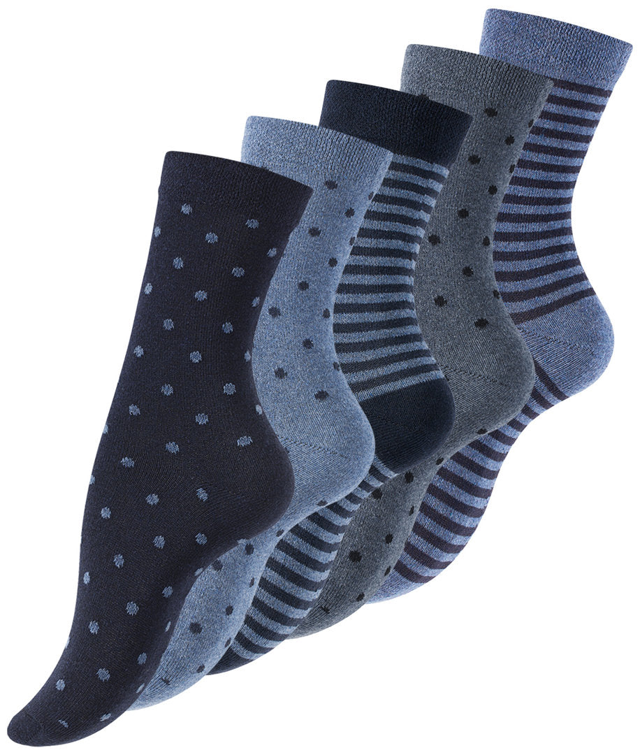 5 párů dámských ponožek, odstíny modré 4069
