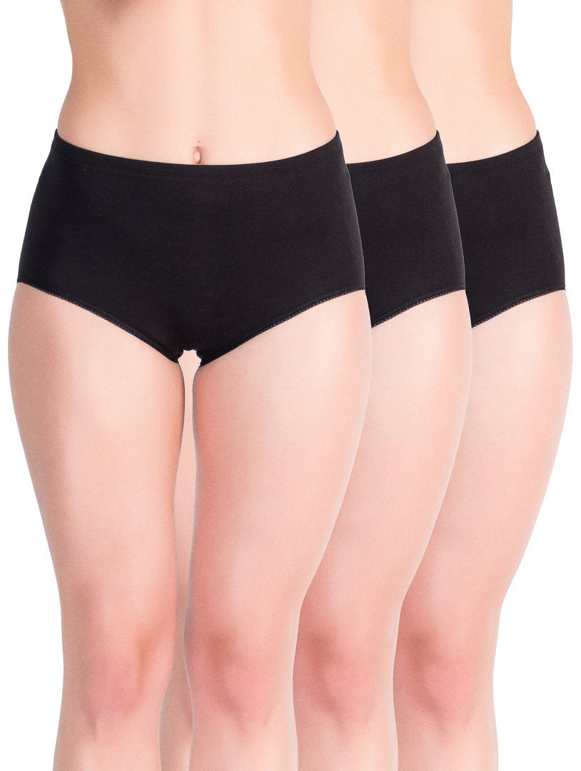 3x dámské bavlněné maxi slip kalhotky pro větší velikosti, 5109 černá