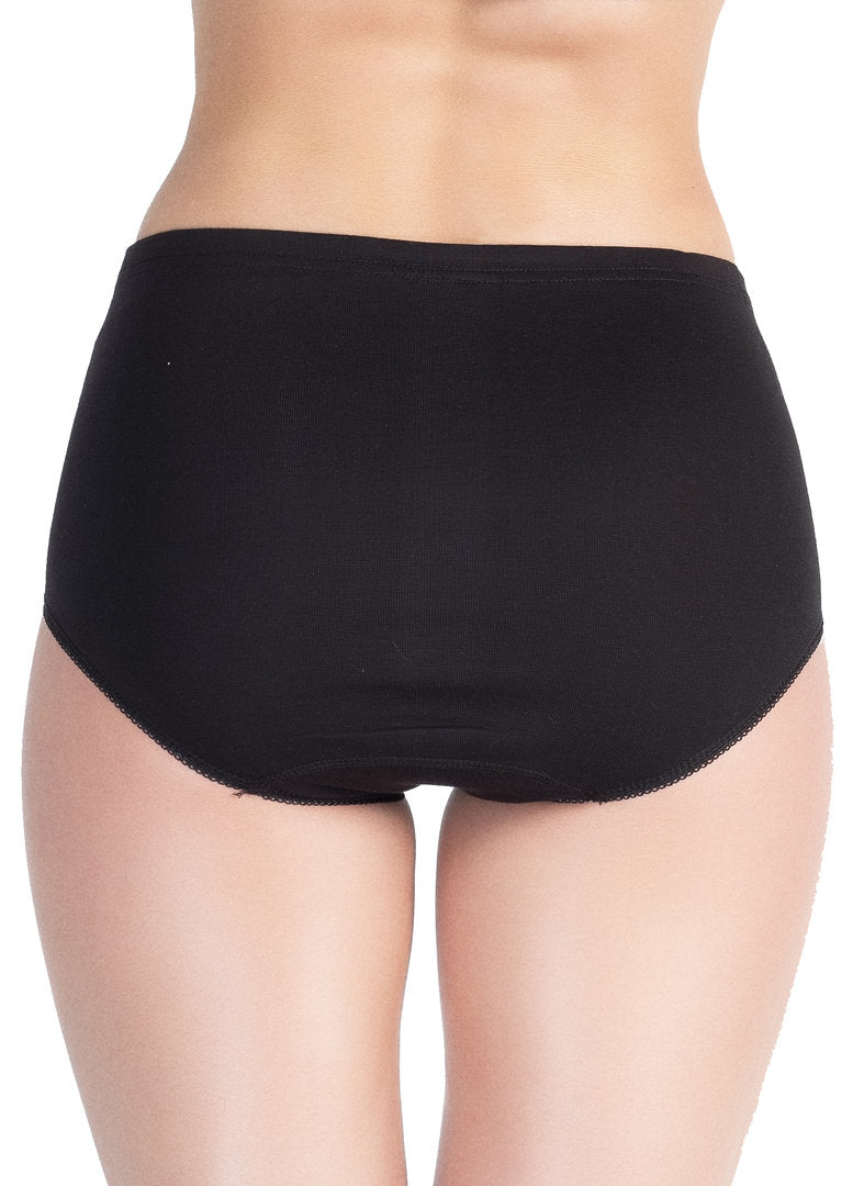 3x dámské bavlněné maxi slip kalhotky pro větší velikosti, 5109 černá