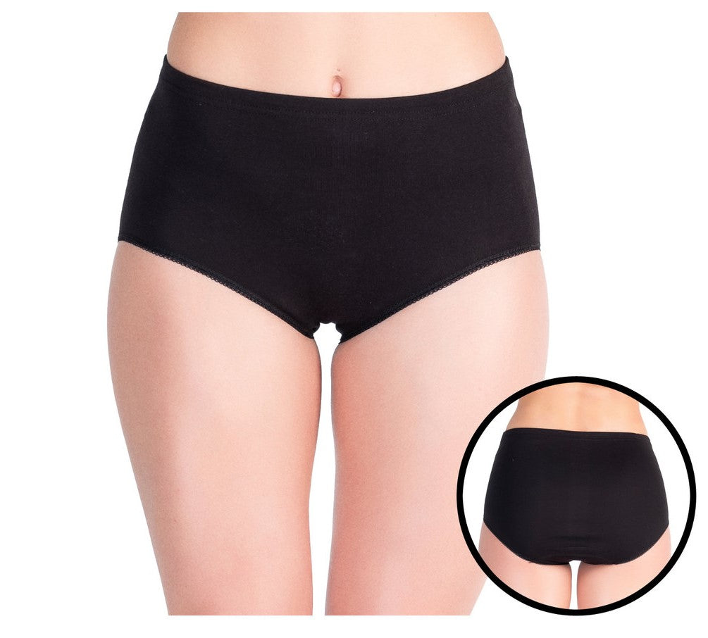 3x dámské bavlněné maxi slip kalhotky pro větší velikosti, 5109 černá