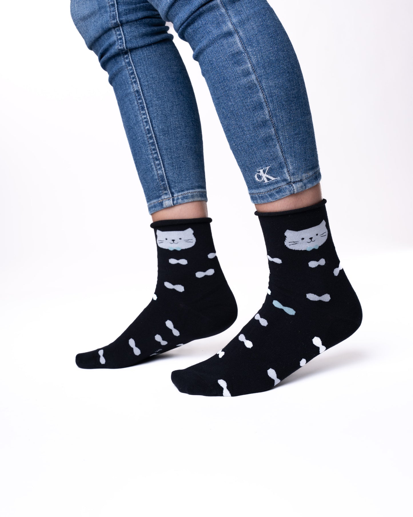 6 párů dámských antibakteriálních ponožek bez gumy a bez švů, kočka a štěně 5852 THINNER