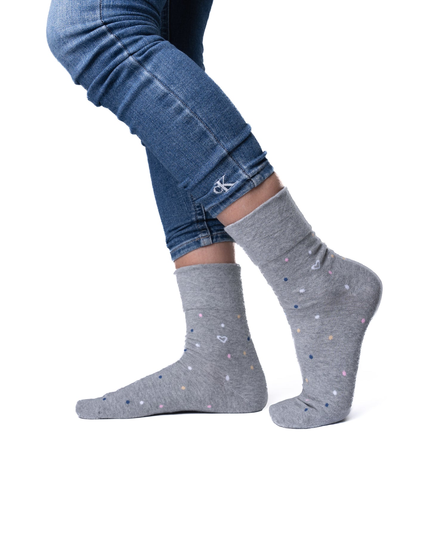 6 párů dámských ponožek bez gumičky, barevné puntíky 5927