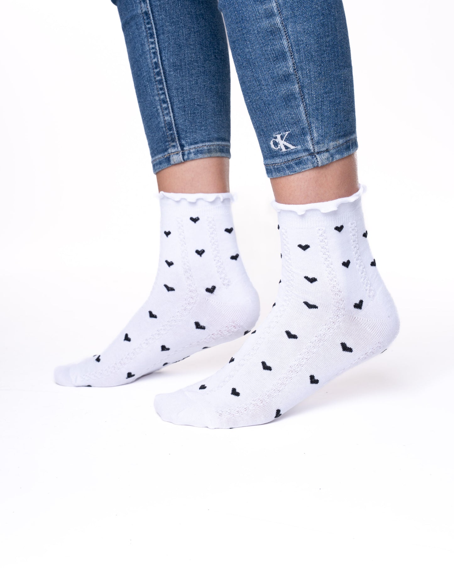 6 párů dámských ponožek bez gumy, středně vysoké 5824 mini srdce