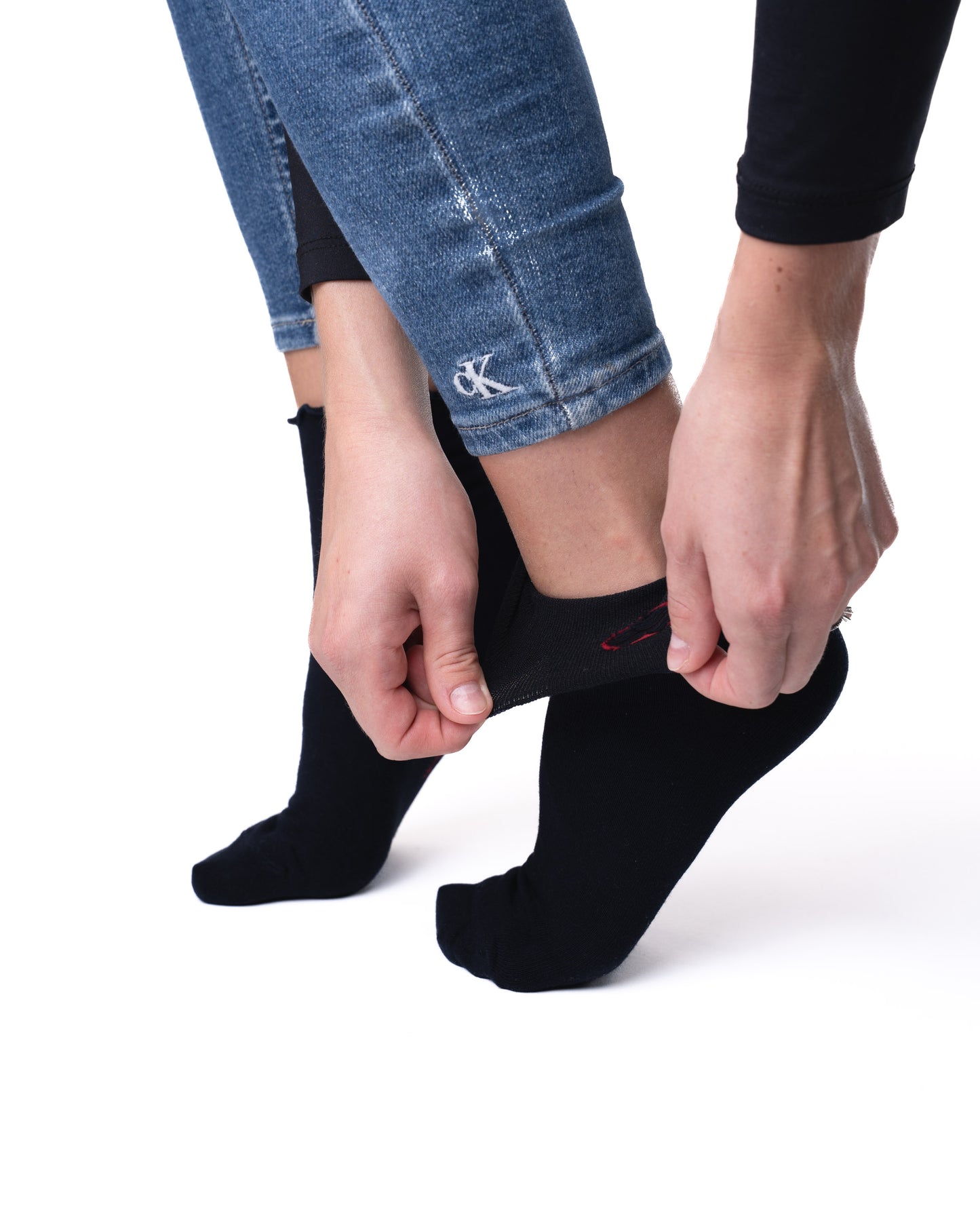 6 párů dámských ponožek bez gumičky, středně vysoké, červená srdíčka 5964