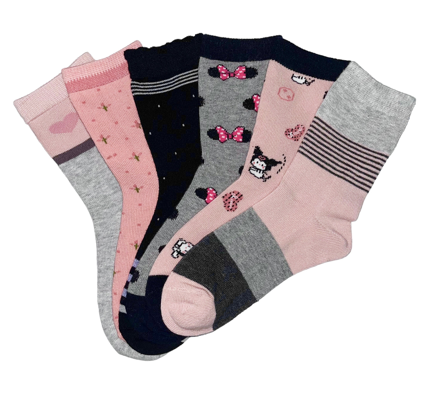 3 pari otroških dekliških nogavic, roza-sive 7269