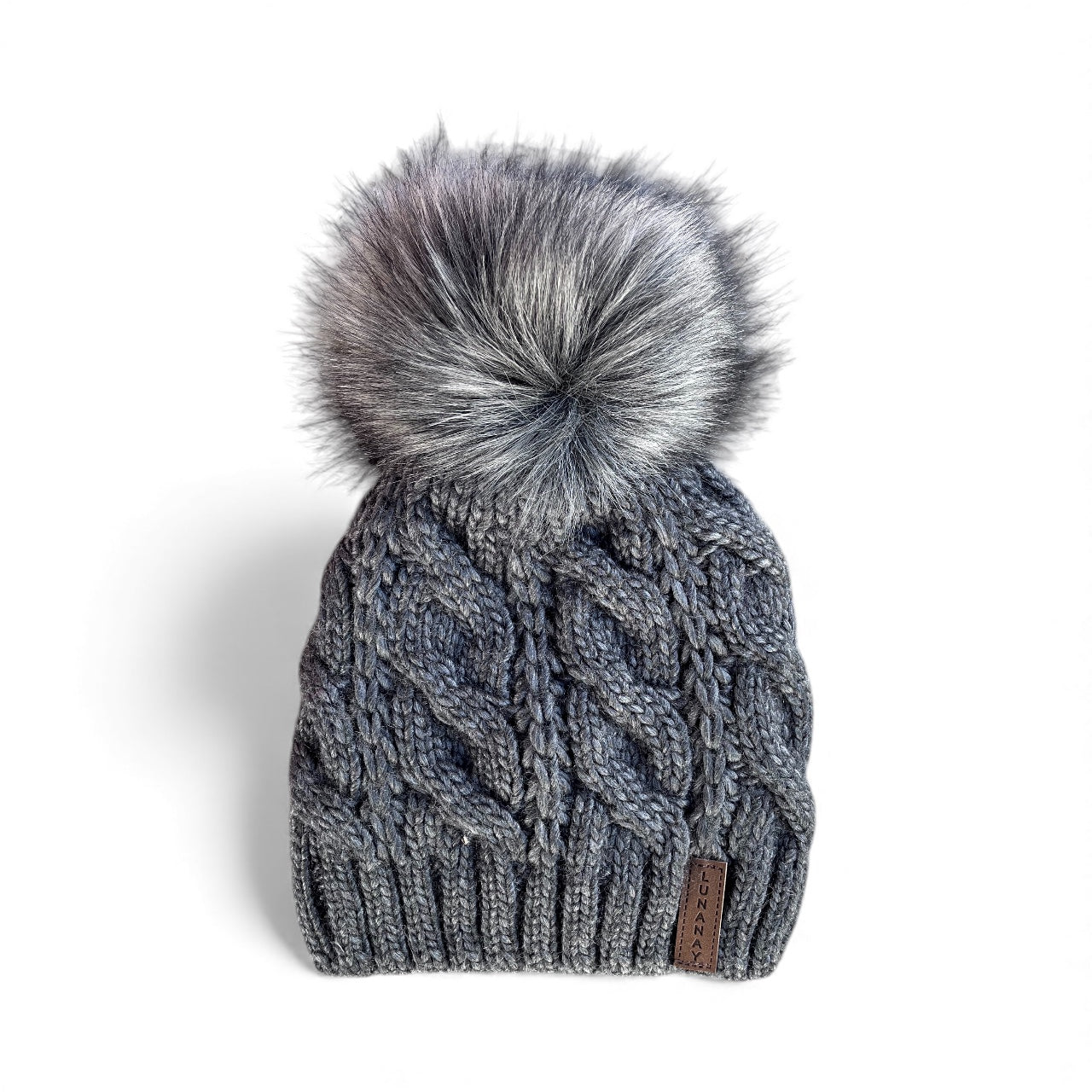 Zimní pletená čepice Lunanay 3599, tmavě šedá s cof