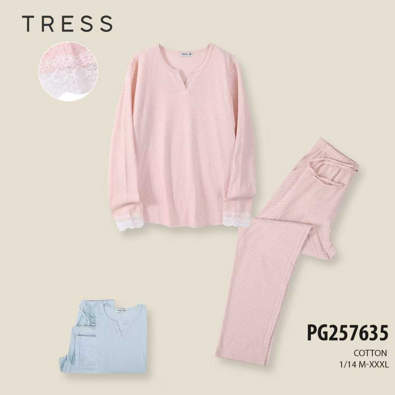 Ženska dolga pižama, Tress 7635 mini pikice