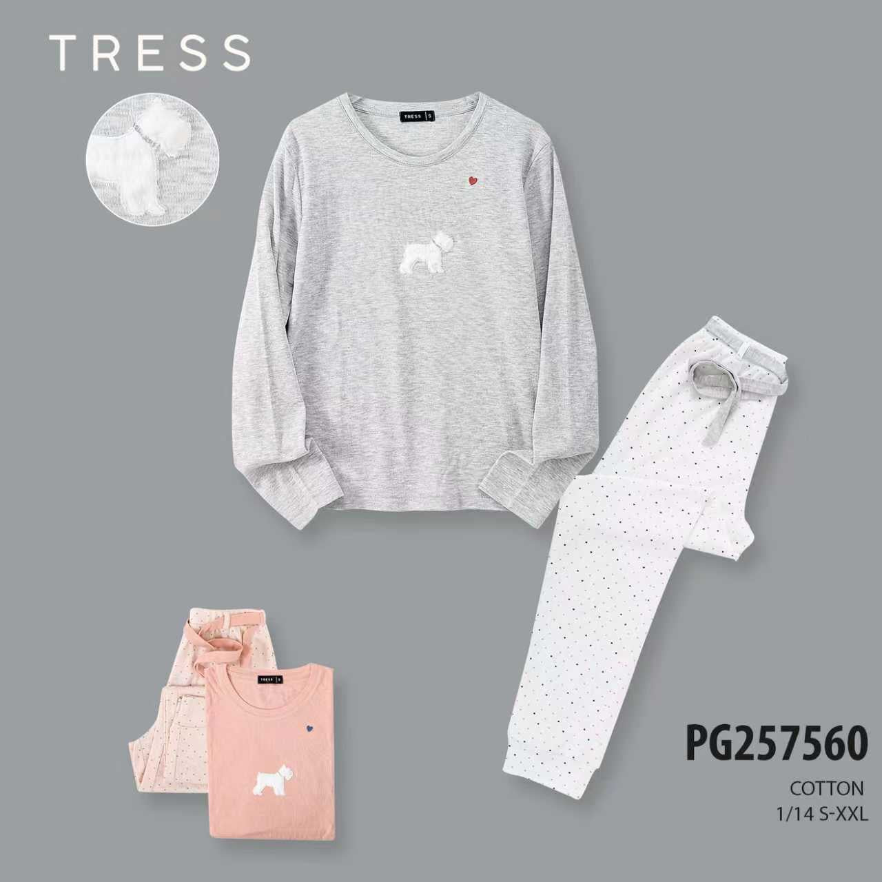 Dámské dlouhé pyžamo, Tress 7560 mini štěně