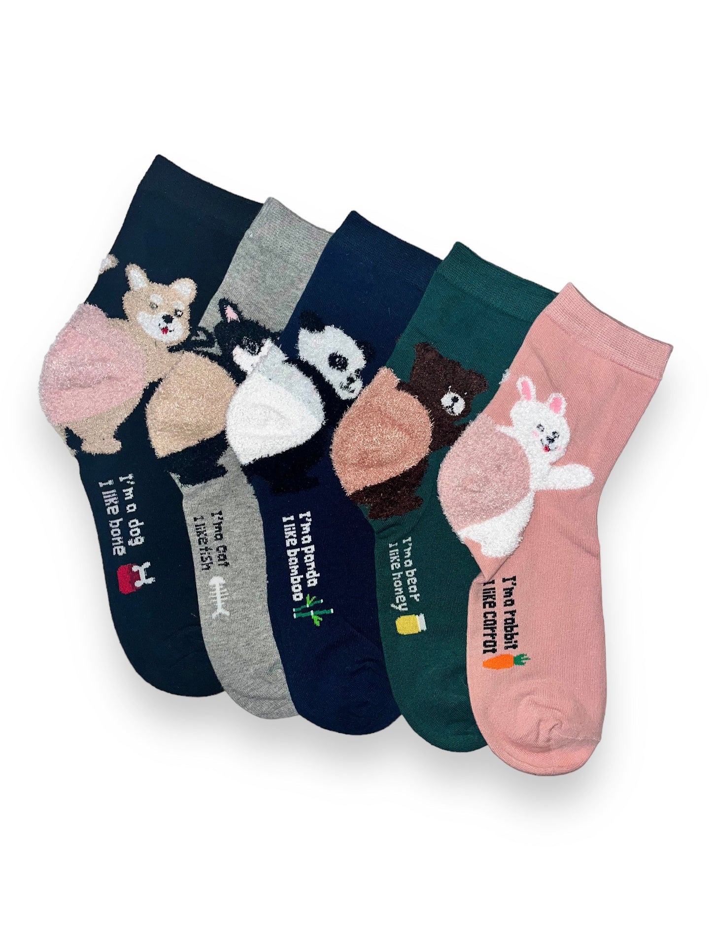 5 párů dámských polovysokých ponožek, zvířátka 5754