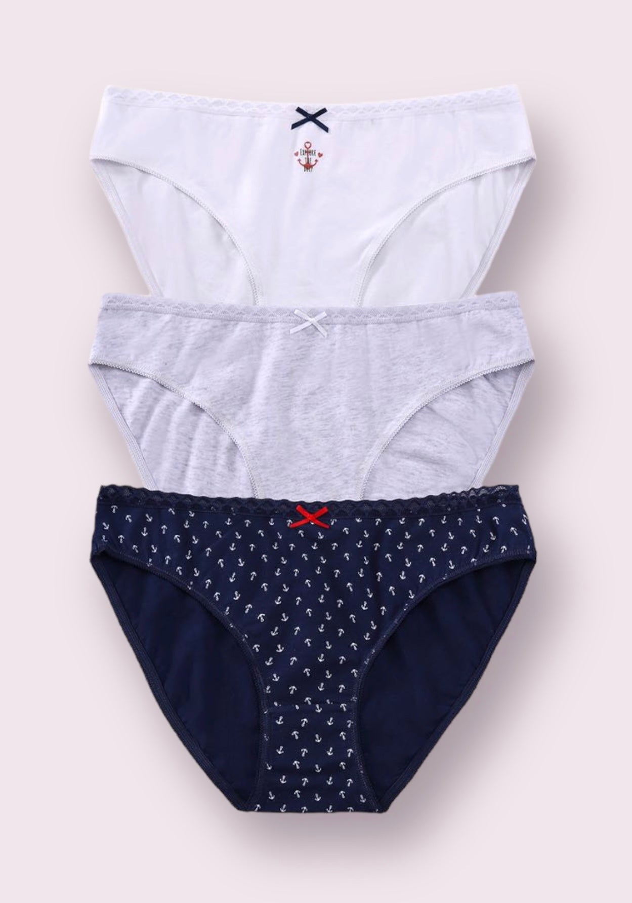 3x dámské bavlněné bikiny kalhotky, Tress 4539Y