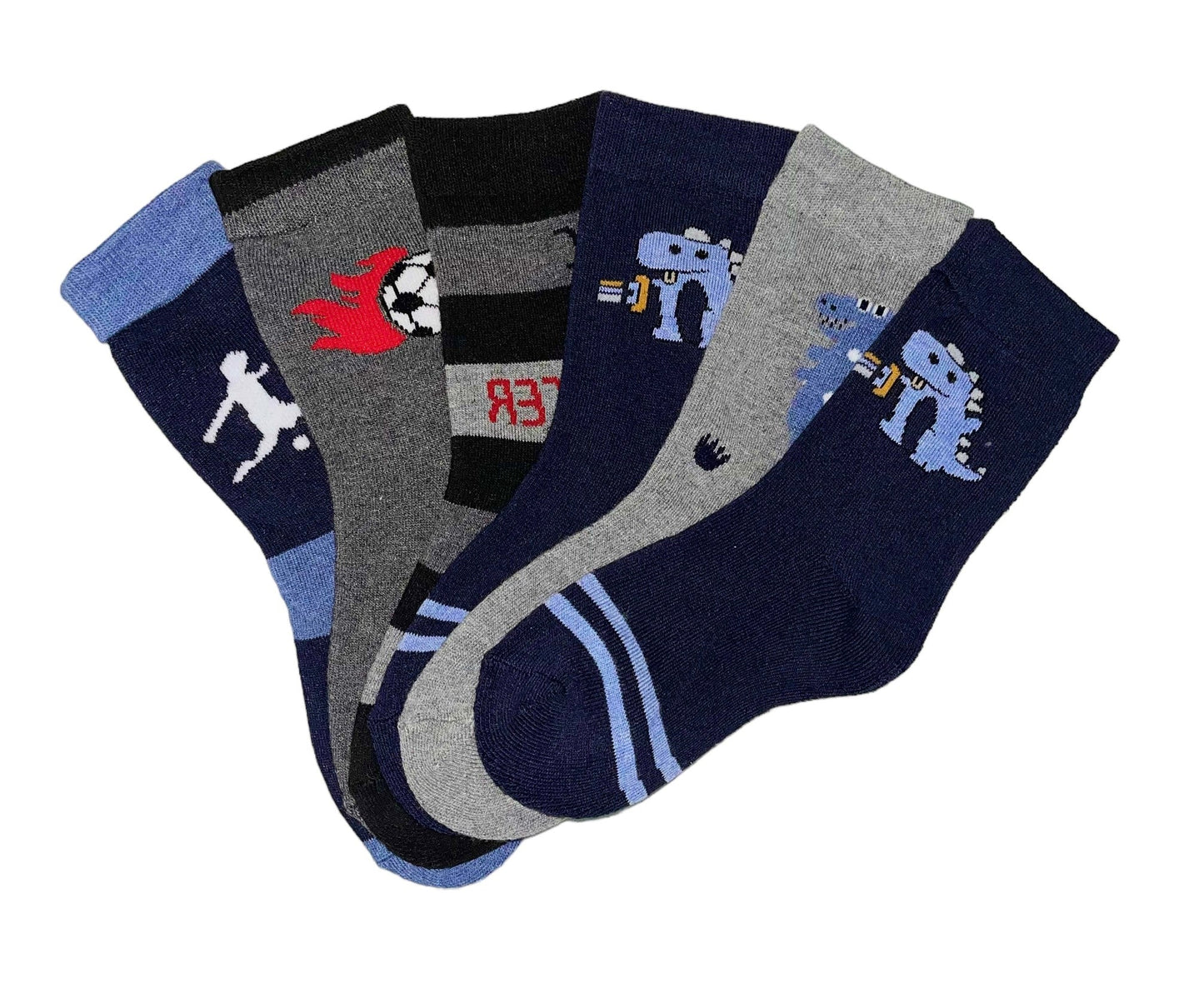 3 páry silných dětských chlapeckých ponožek, dino, fotbal 7263