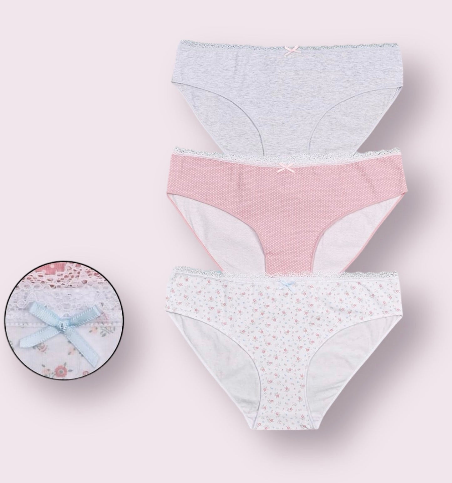 3x dámské bavlněné bikiny kalhotky, Tress 3337Y
