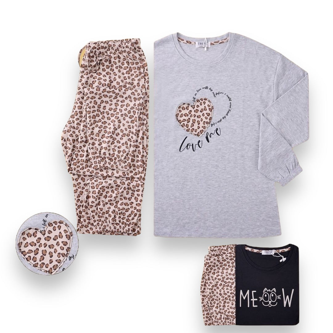 Dámské dlouhé pyžamo, Tress 7346 leopard