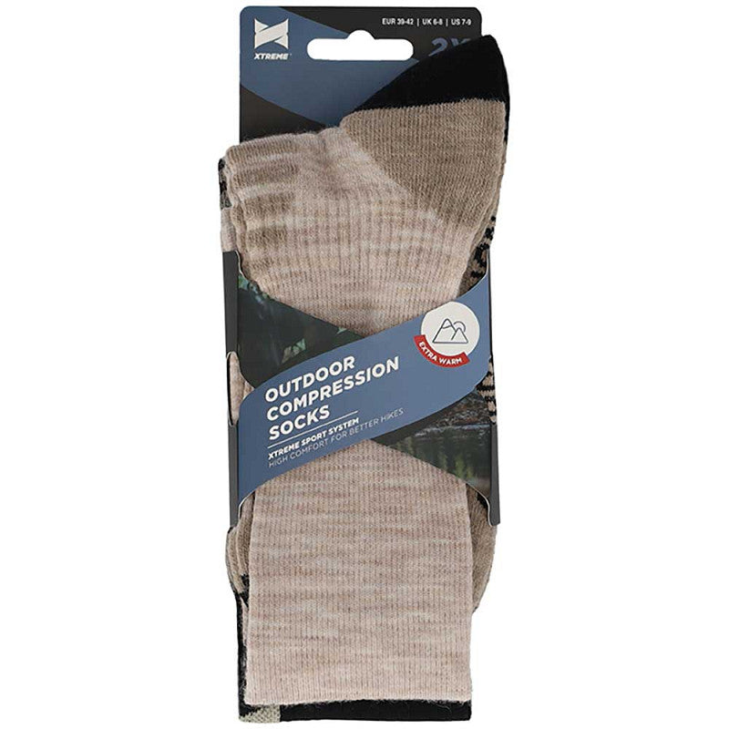 Xtreme outdoor kompresní ponožky – 2 páry, béžové/černé