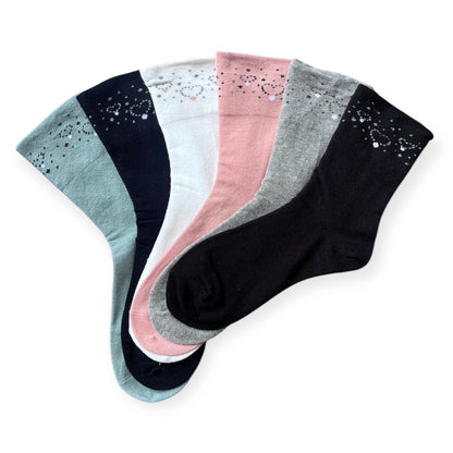 6 párů dámských ponožek bez gumičky, roztomilý okraj 5930