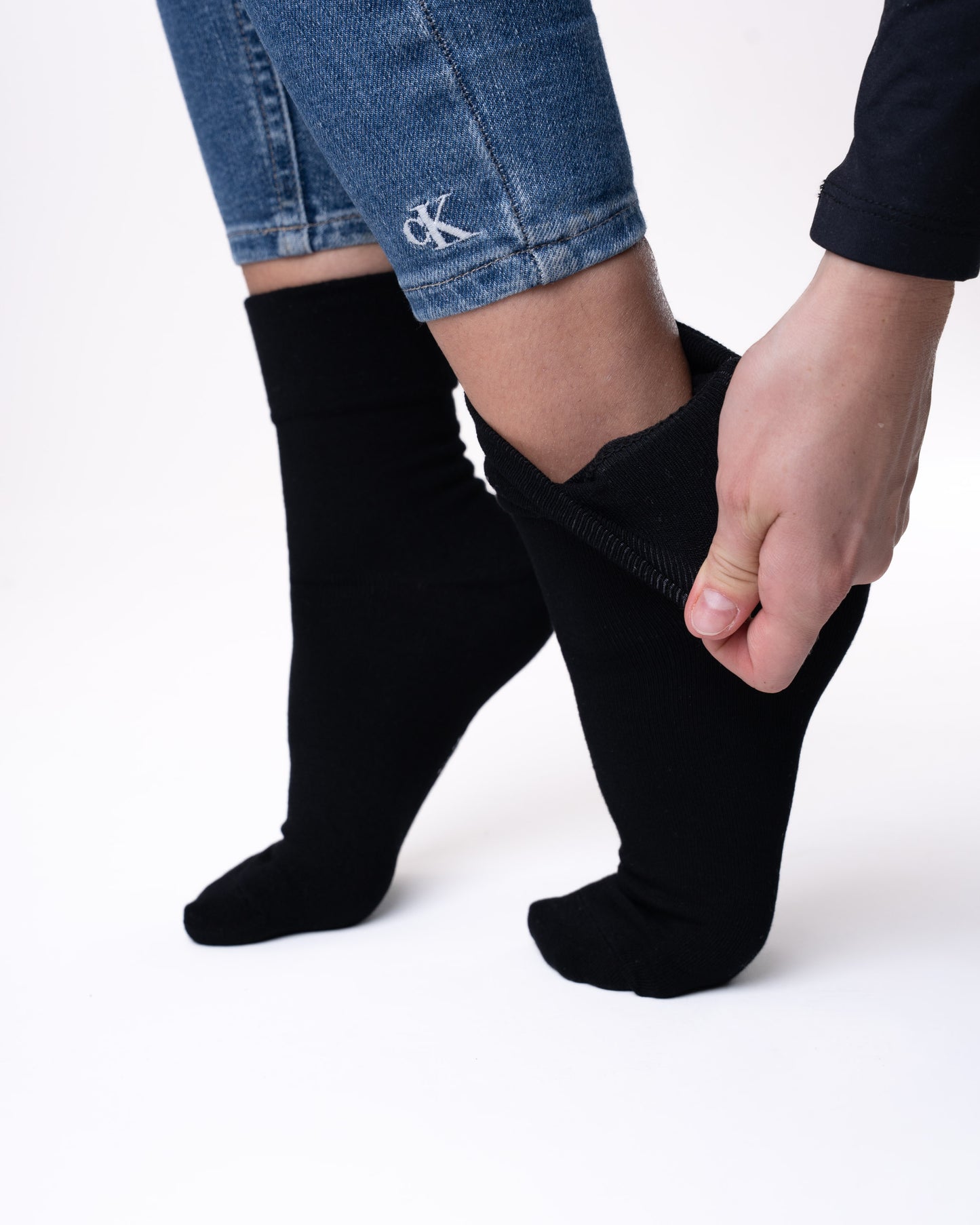 3 páry černých ponožek bez gumičky, 6280 černá