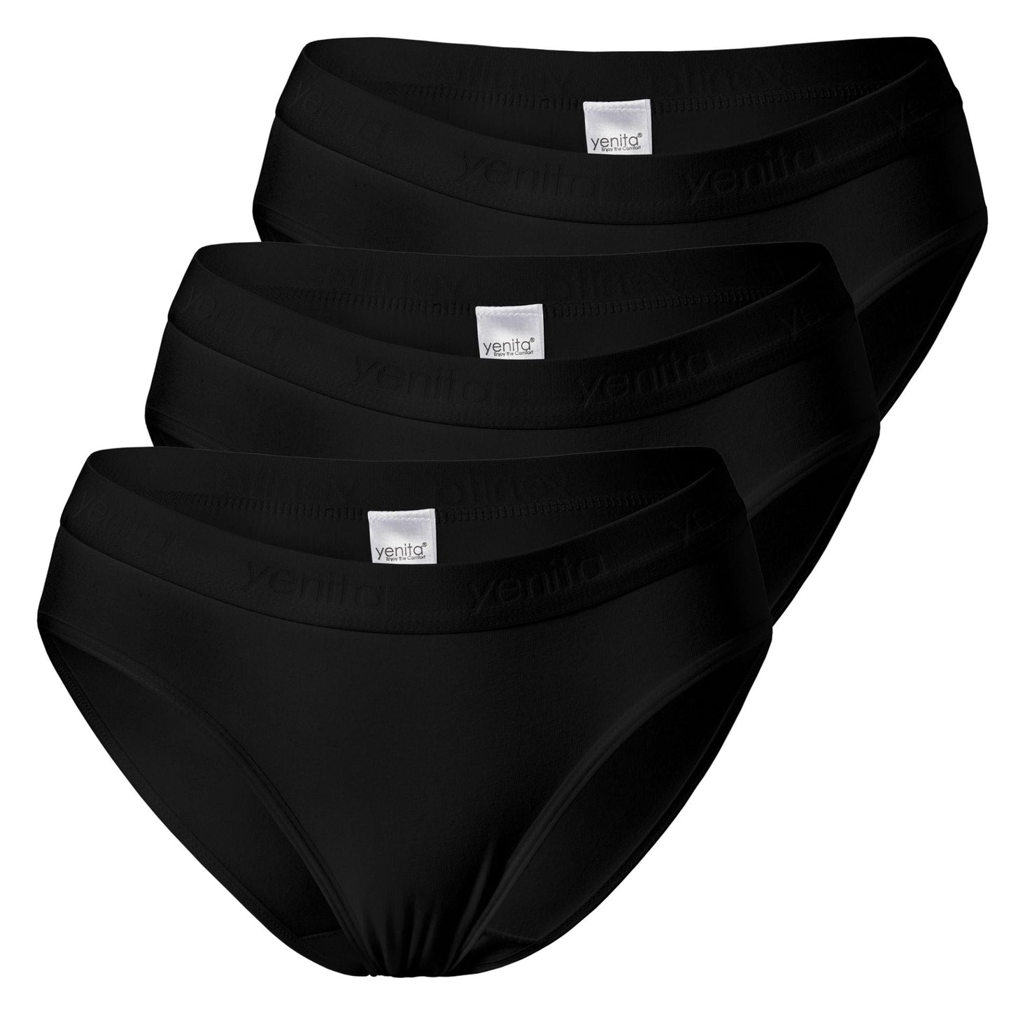Ženske bombažne bikini slip spodnjice Sport 3/1, Yenita 5055 črna