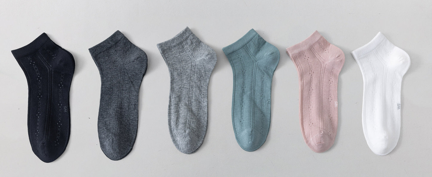 6 párů dámských nízkých ponožek, antibakteriální a bezešvé, 5951 TENKÉ