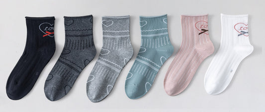 6 parov ženskih antibakterijskih nogavic brez elastike in brez šiva, Love 5953 - TANKE