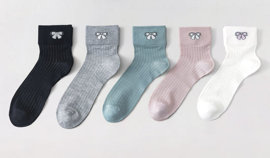 6 parov ženskih nogavic brez elastike iz bambusa, polvisoke mašnica 5960- TANKE