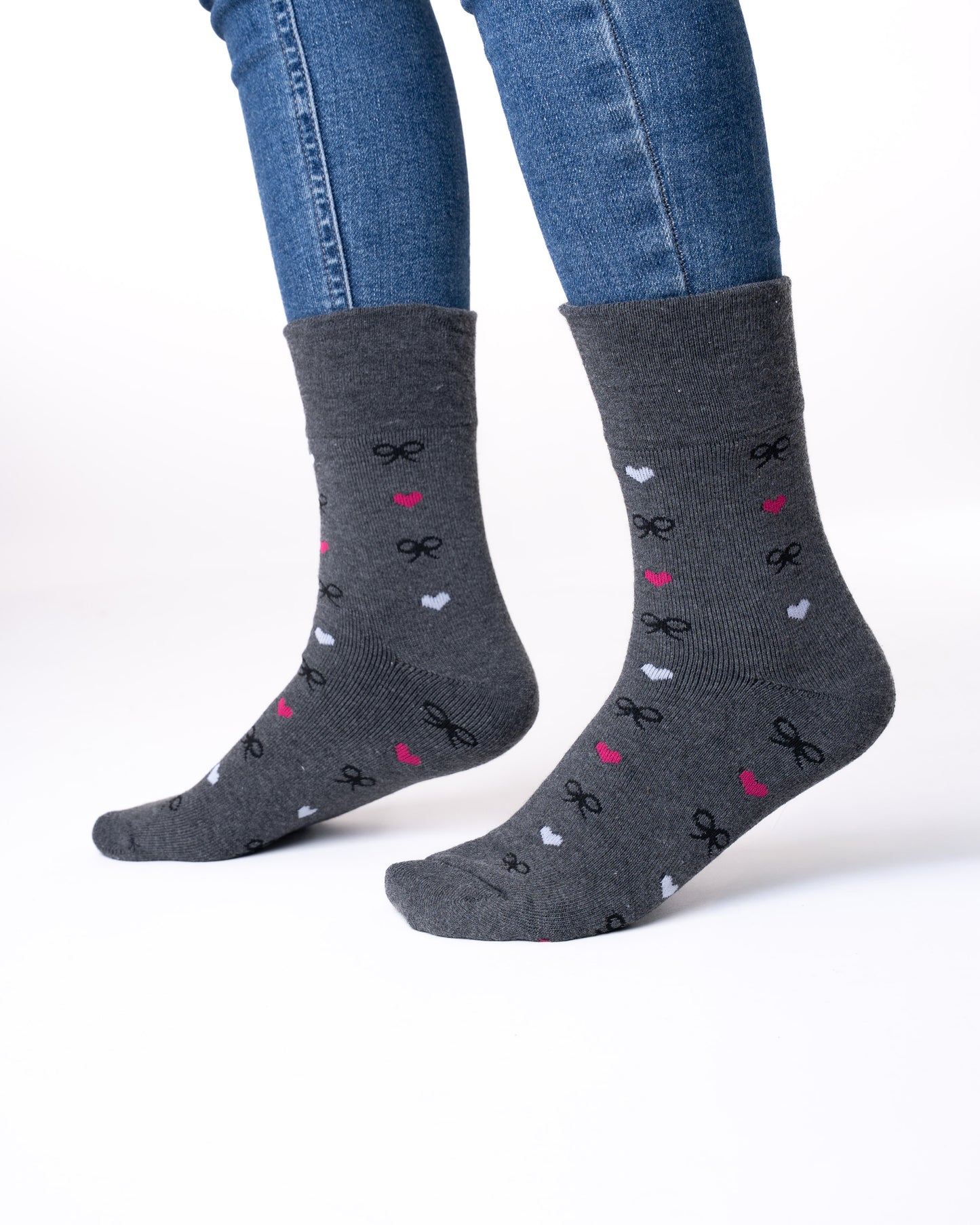 5 párů silných zateplených dámských ponožek bez gumičky, 5818 mašliček