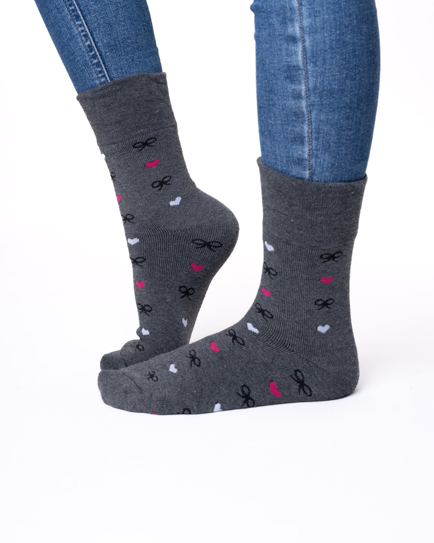 5 párů silných zateplených dámských ponožek bez gumičky, 5818 mašliček