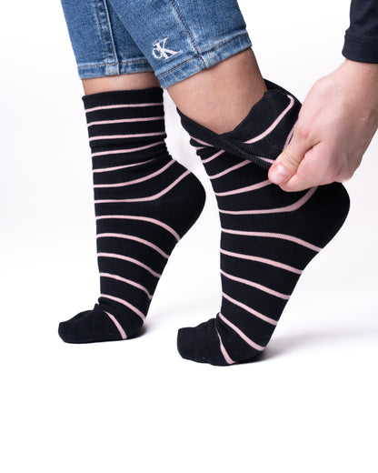 6 párů dámských antibakteriálních ponožek bez gumy a bez švů, pruhované 5838 THINNER