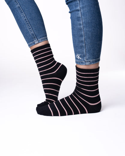 6 párů dámských antibakteriálních ponožek bez gumy a bez švů, pruhované 5838 THINNER