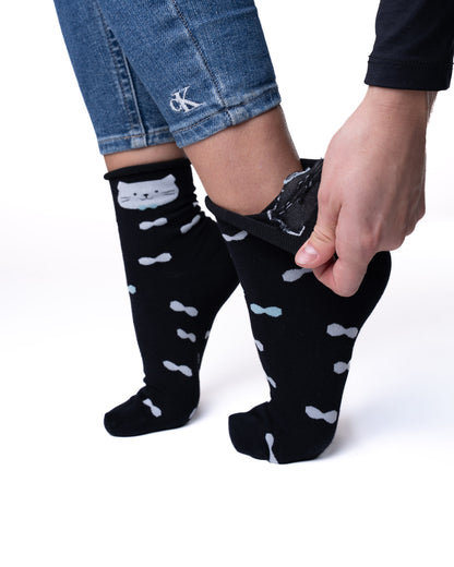 6 párů dámských antibakteriálních ponožek bez gumy a bez švů, kočka a štěně 5852 THINNER