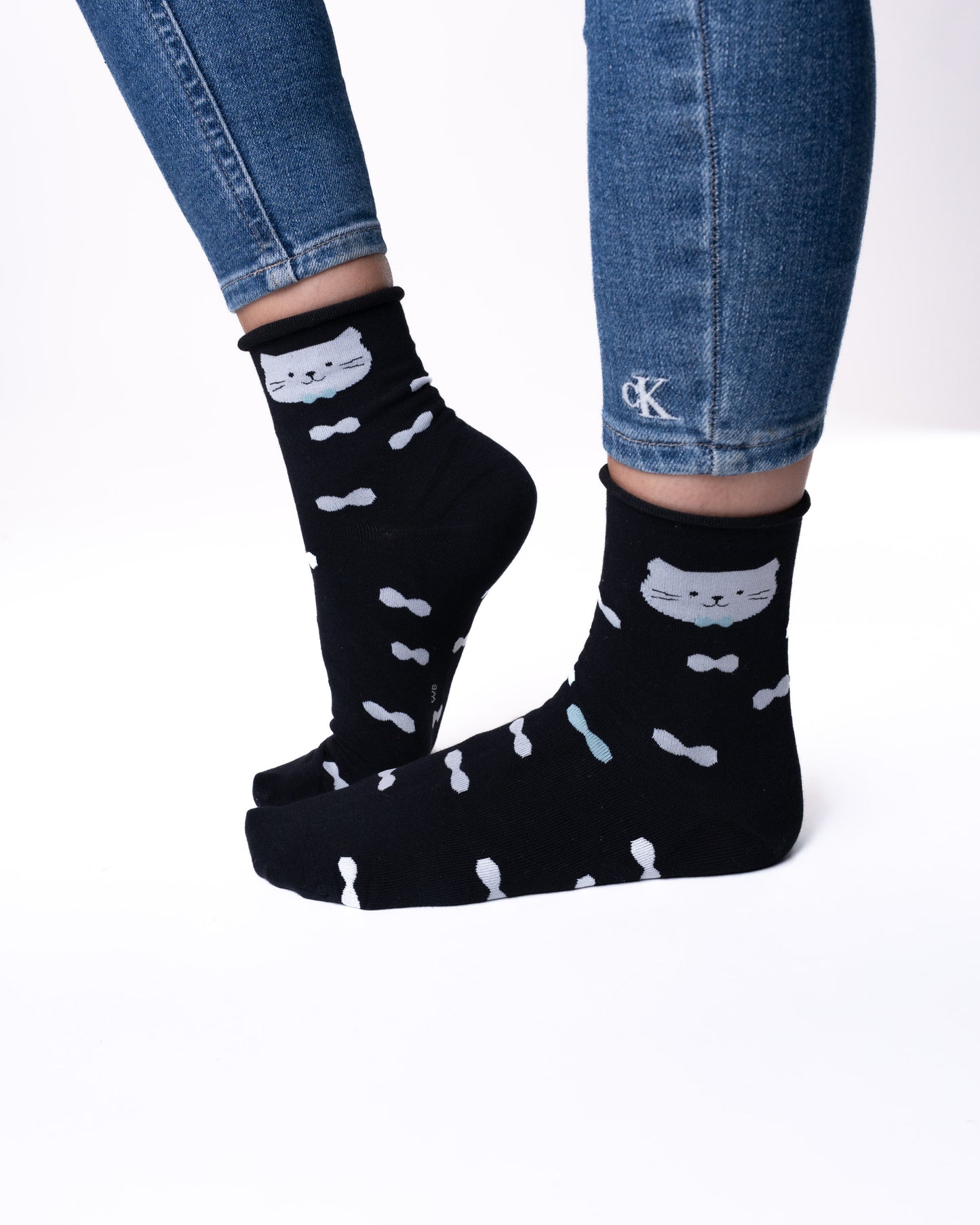 6 párů dámských antibakteriálních ponožek bez gumy a bez švů, kočka a štěně 5852 THINNER