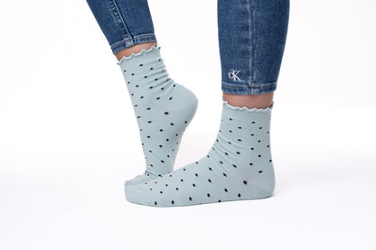 6 párů dámských antibakteriálních ponožek bez gumy a bez švů, tečky 5855