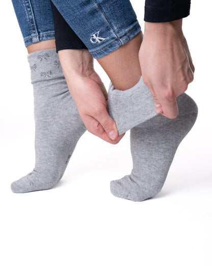 6 párů dámských ponožek bez gumičky, jednobarevné / mašličkové top 5711