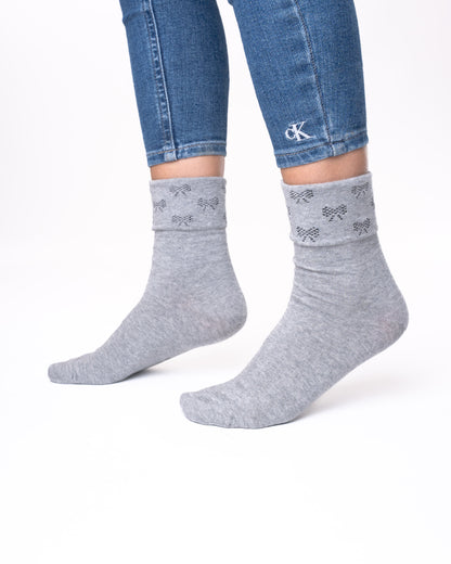 6 párů dámských ponožek bez gumičky, jednobarevné / mašličkové top 5711