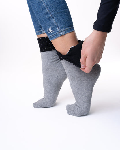 6 párů dámských ponožek bez gumičky, jednobarevné s puntíky 5339