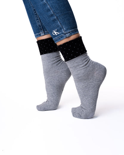 6 párů dámských ponožek bez gumičky, jednobarevné s puntíky 5339