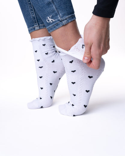 6 párů dámských ponožek bez gumy, středně vysoké 5824 mini srdce