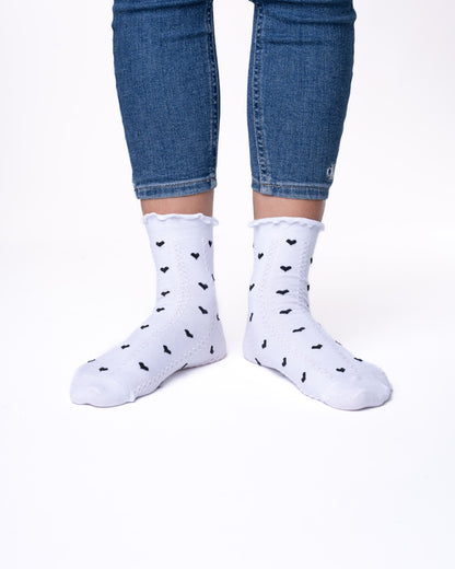 6 párů dámských ponožek bez gumy, středně vysoké 5824 mini srdce