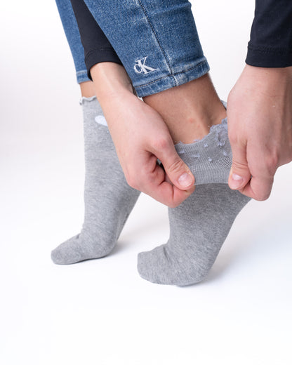 6 párů dámských ponožek bez gumy, středně vysoké 5827 stříbrné srdce