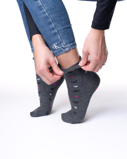 6 párů dámských ponožek bez gumy, středně vysoké s mašličkami 5825