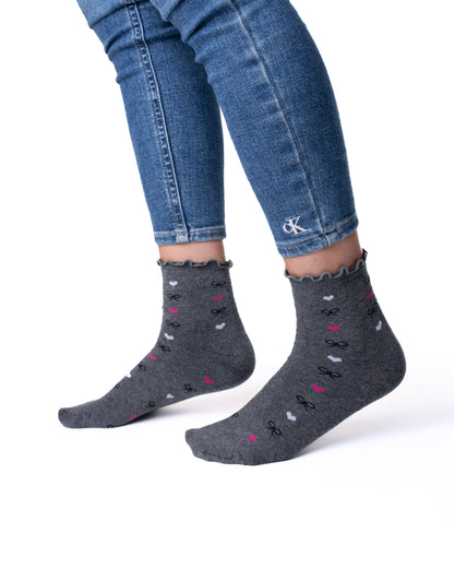 6 párů dámských ponožek bez gumy, středně vysoké s mašličkami 5825