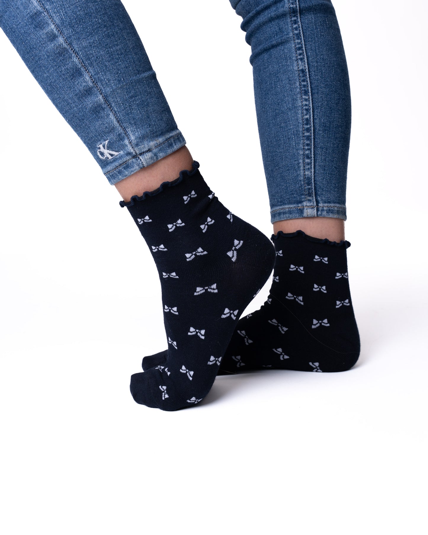 6 párů dámských ponožek bez gumy, středně vysoké se vzory 5802