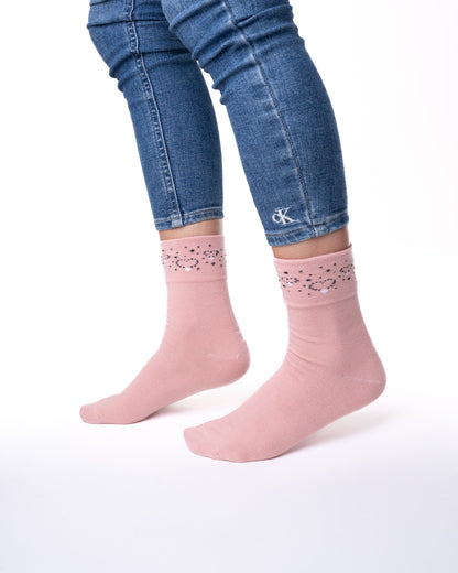 6 párů dámských ponožek bez gumičky, roztomilý okraj 5930