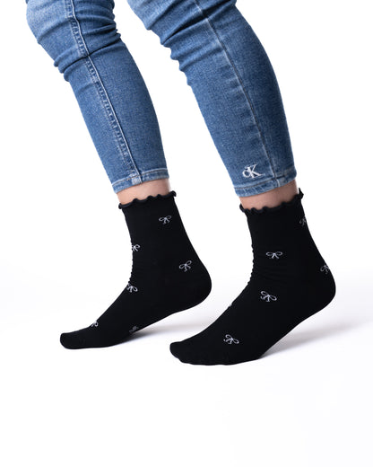 6 párů dámských ponožek bez gumičky z bambusu, mini mašle 5948