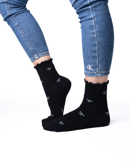 6 párů dámských ponožek bez gumičky z bambusu, mini mašle 5948