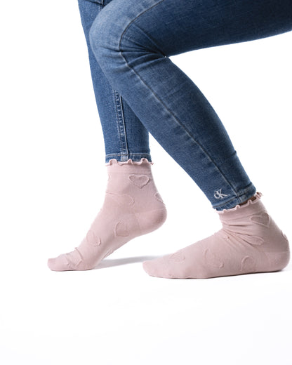 6 párů dámských polovysokých ponožek bez gumičky, reliéfní srdíčko 5947