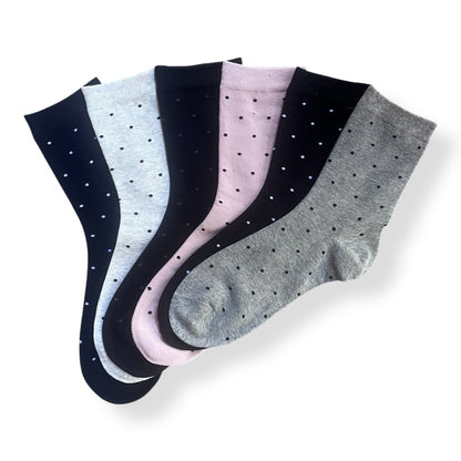 6 párů dámských ponožek, mini puntíky 5919