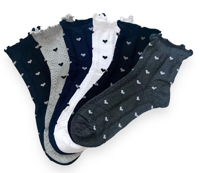 6 párů dámských ponožek bez gumy, středně vysoké 5824 mini srdce